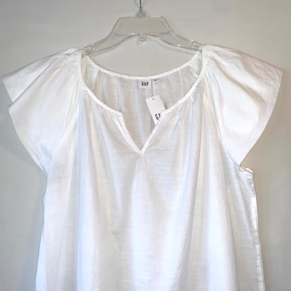 GAP Womens White V-Neck Short Flutter Sleeve Blouse Size Small - Picture 2 of 8